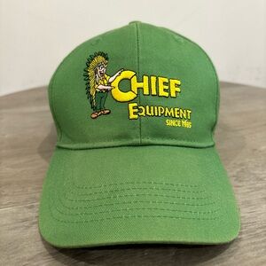John Deere Dealer Chief Equipment Embroidered Hat Cap Black Adjustable RARE
